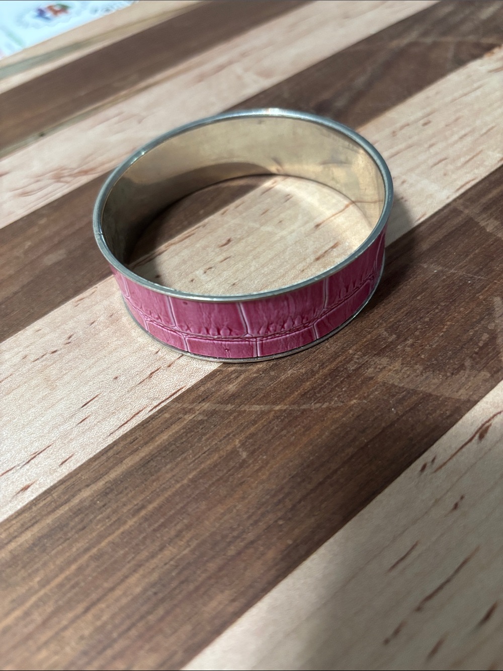 Pink Croc-Textured Bangle Bracelet - Women Jewelry